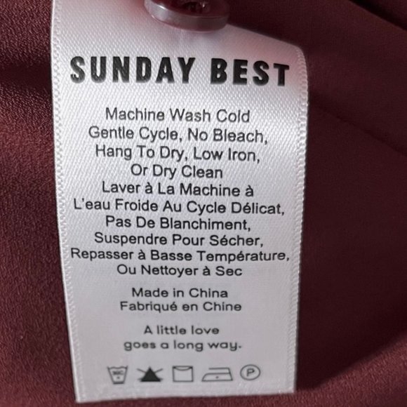 Aritzia Sunday Best Burgundy Long Sleeve Lace Detail Mini Dress Size 2 - Picture 5 of 6